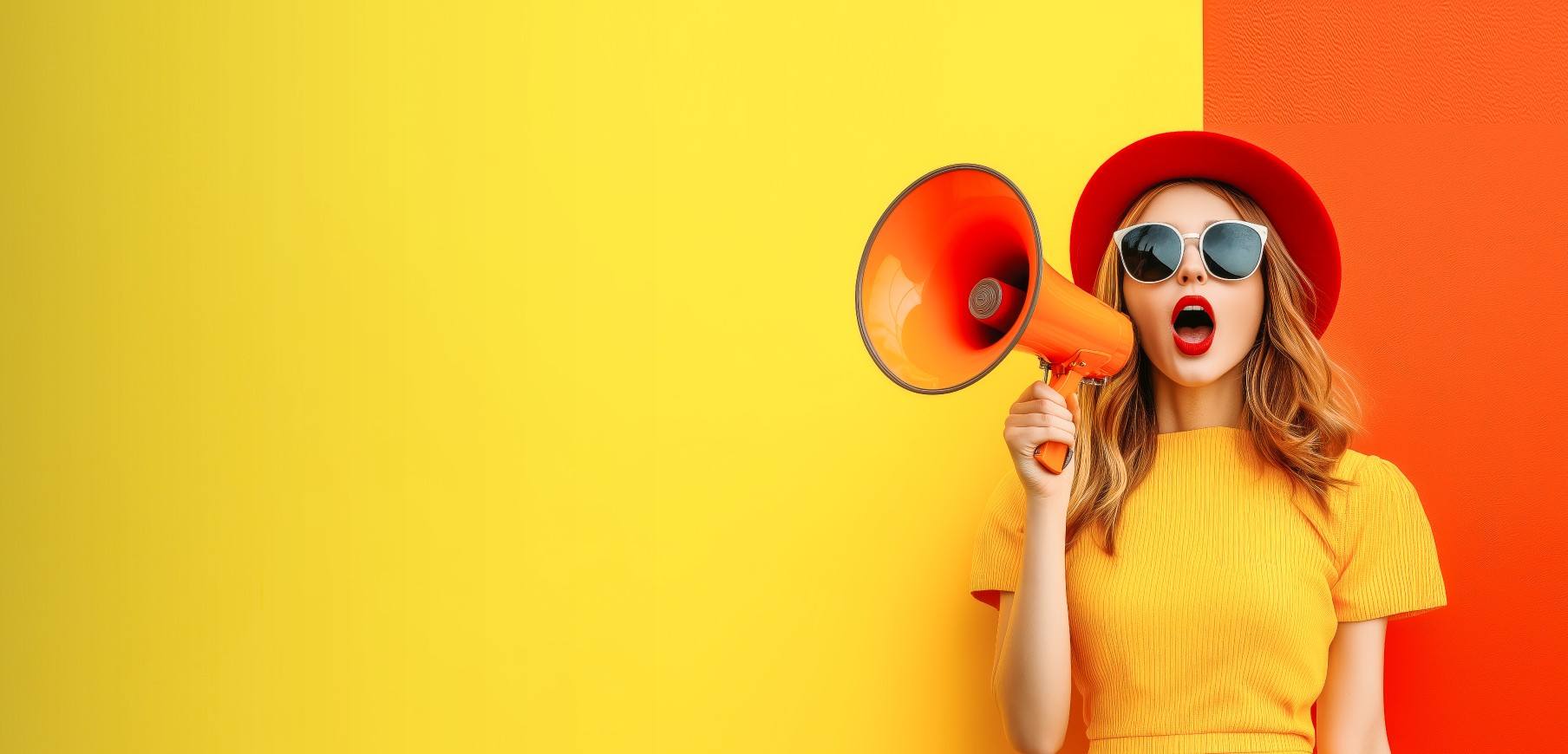 Dziewczyna w kapeluszu i okularach trzymająca w ręce megafon - studia zaoczne w szczecinie i stargardzie