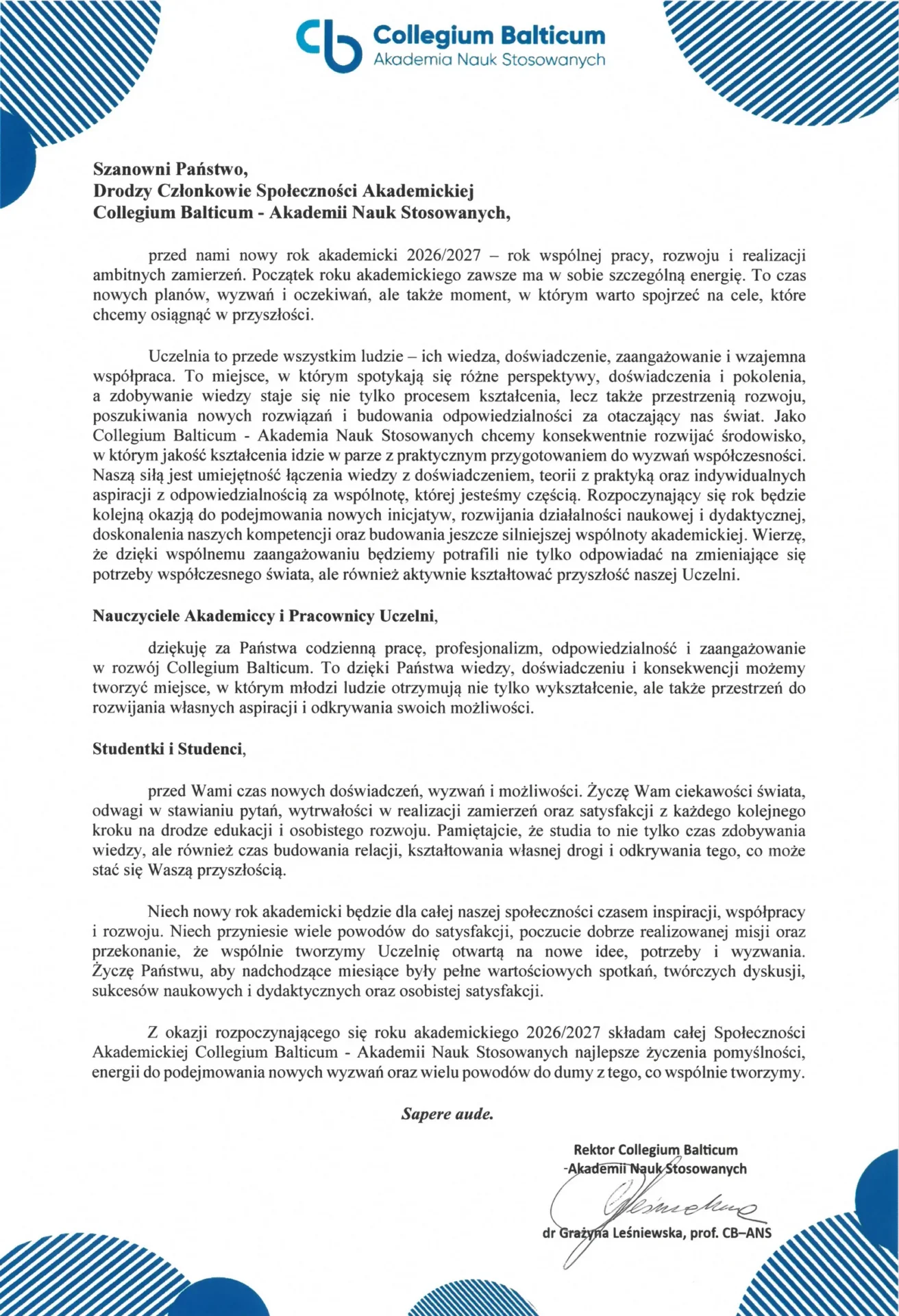 Inauguracja Roku Akademickiego 2026/2027